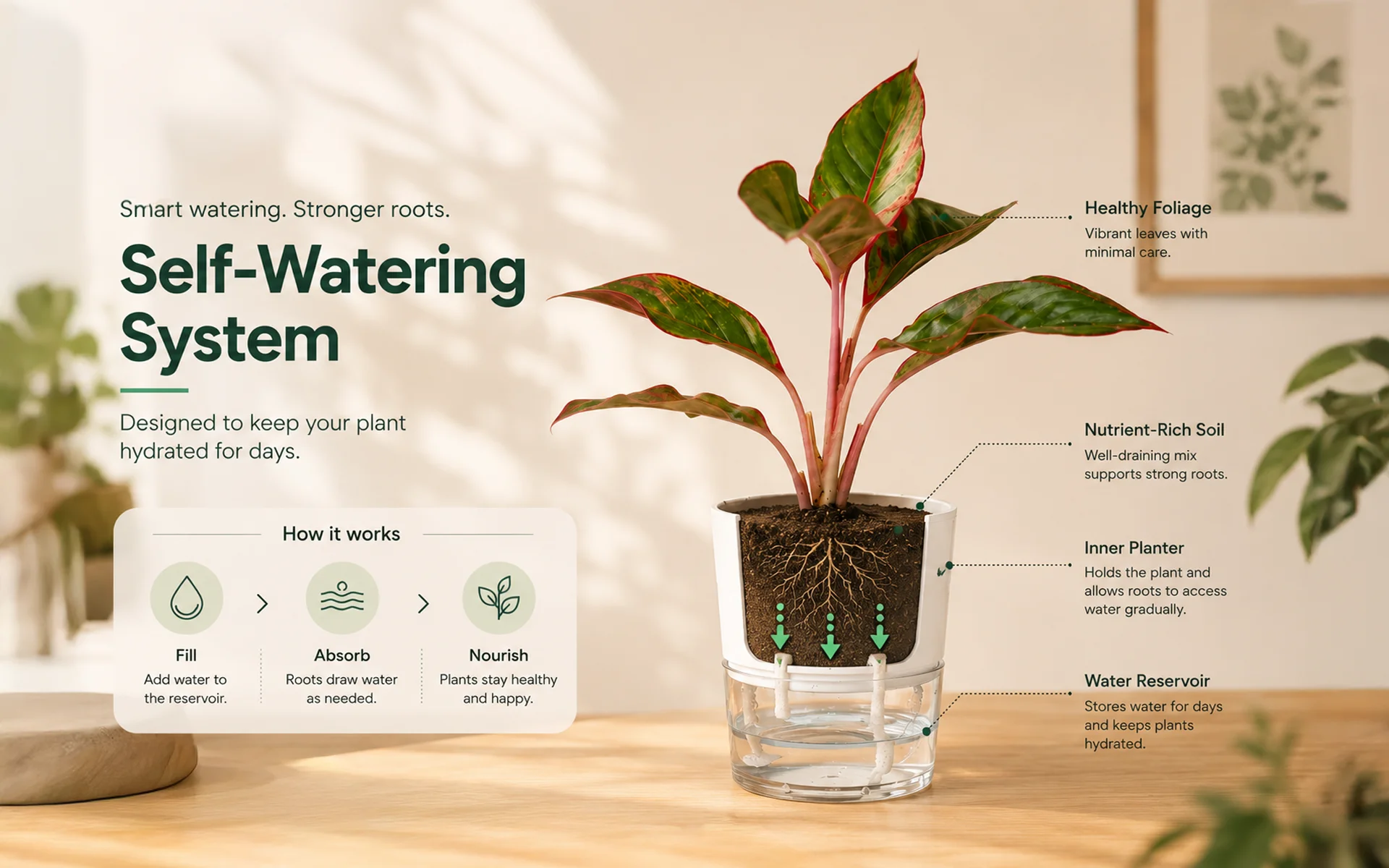 Aglaonema Red Lipstick plant with vibrant green and red leaves in a modern indoor setting.
